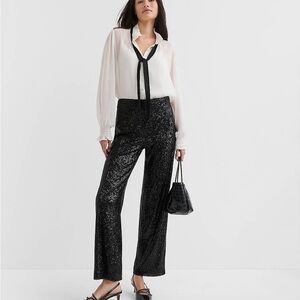 LOFT Black Sequined  Pants